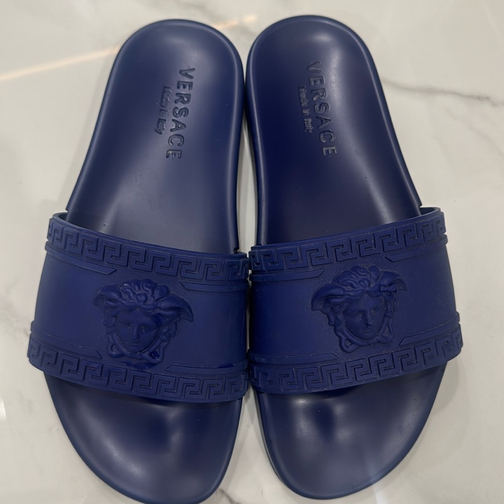 Versace Dark Blue Medusa Slides